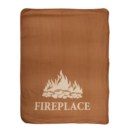 Plaid polaire imprimé Fireplace - Orange - 130 x 180 cm