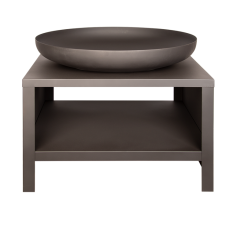 Brasero en acier avec range bois - Noir - D 80,8 x H 63,2 cm