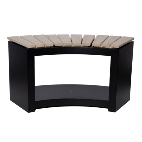 Banc en acier avec siège en bois incurvé - Noir/Beige - L 90,2 x P 37,8 x H 48 cm