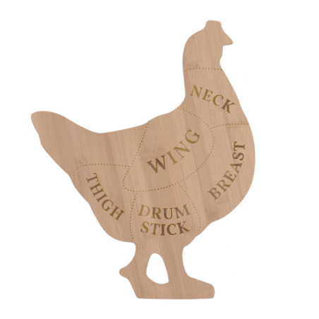 Planche à découper forme de poule en bambou - Beige - L 39,8 x P 49,5 cm