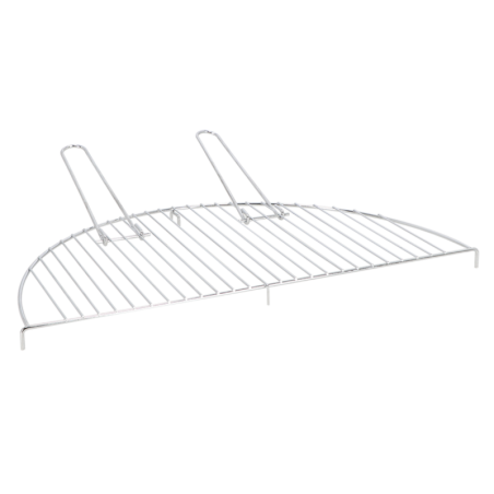 Grille de barbecue demi ronde en acier avec poignées - Argenté - L 52,5 x P 26,5 x H 2,3 cm