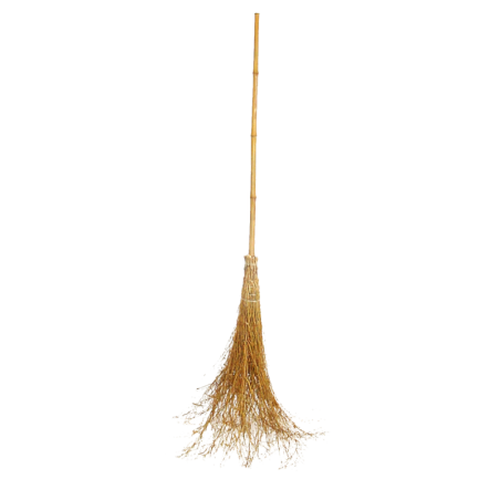 Balai d'écurie en bambou et brins d'osier - Beige - H 228 cm