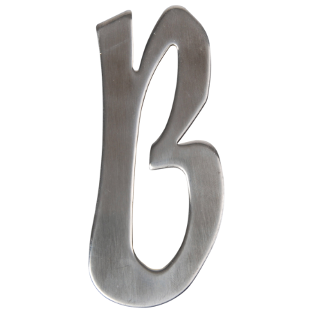 Lettre de maison B en inox pour plaque ardoise - Argenté - L 5 x H 10 cm