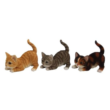 Figurine de chat jouant en polyrésine - Gris - L 9,8 cm