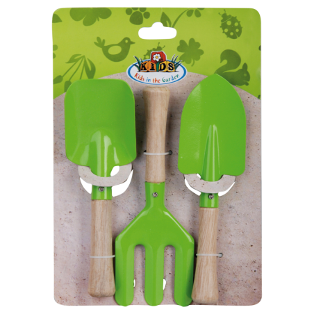 Set de jardinage en métal pour enfant 3 pièces - Vert - L 19,6 x P 3,7 x H 28 cm