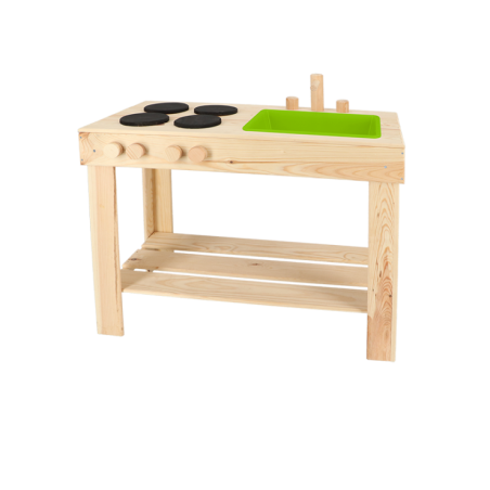 Cuisine d'été pour enfants en bois - Beige - L 78 x P 40,3 x H 71,8 cm