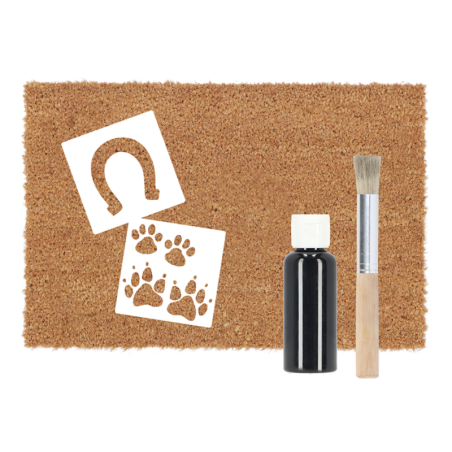 Kit de peinture avec paillasson et pochoirs empreintes d'animaux - Multicolore - L 60 x P 40 x H 1,7 cm