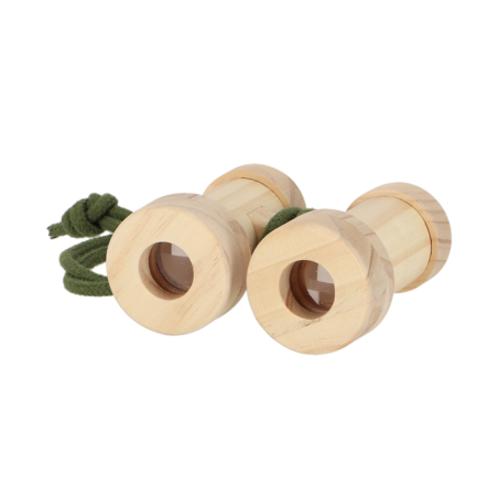 Jumelles en bois pour enfant - Beige - L 10,7 x P 9,3 x H 4,9 cm