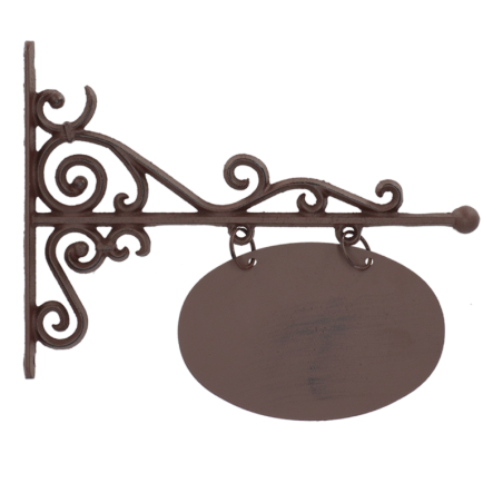 Enseigne ovale décorative en fonte - Marron - L 32 cm
