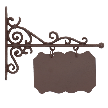 Enseigne rectangle décorative en fonte - Marron - L 32 cm