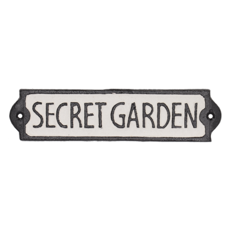 Plaque de porte "secret garden" en fonte - Noir - L 21,2 x H 5,1 cm
