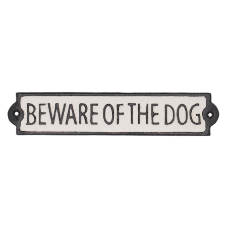 Plaque de porte "beware of the dog" en fonte - Noir - L 25,8 x H 5,1 cm