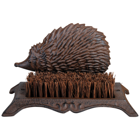 Brosse à chaussure hérisson en fonte - marron - L 25,3 x P 15,8 x H 15 cm