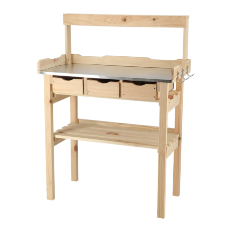 Table de rempotage en bois avec tiroirs et crochets - Beige - L 80,1 x P 37,9 x H 113 cm