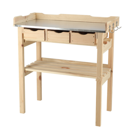 Table de rempotage en bois à 3 tiroirs et crochets - Beige - L 80,1 x P 37,9 x H 82,1 cm