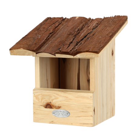 Nichoir en bois pour rouge-gorge avec toit en écorce - Beige/Marron - L 20,3 x P 21,5 x H 24,3 cm