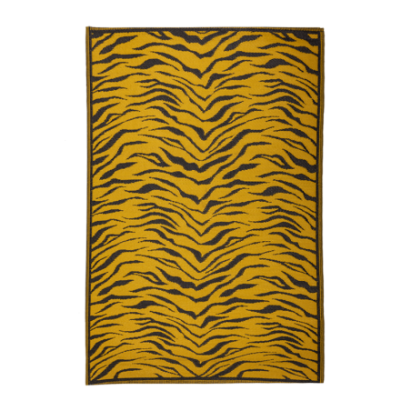Tapis de jardin rectangulaire et réversible imprimé tigré - Orange/Noir - L 150 x l 242,5 cm