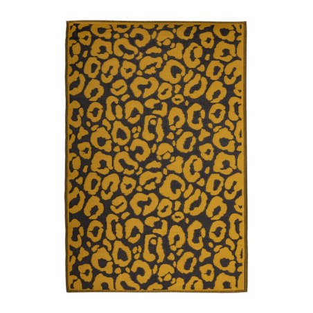 Tapis de jardin rectangulaire et réversible imprimé léopard - Orange/Noir - L 150 x l 242,5 cm