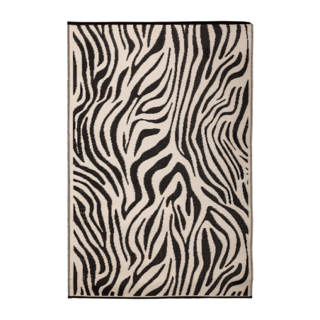 Tapis de jardin rectangulaire et réversible imprimé zèbre - Blanc/Noir - L 150 x l 242,5 cm