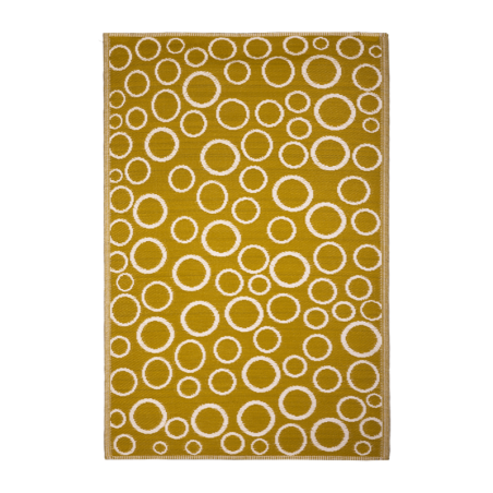 Tapis de jardin rectangulaire et réversible imprimé bulles - Jaune/Beige - L 121 x l 182 cm