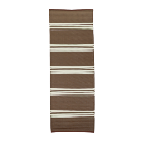 Tapis de jardin rectangulaire rayé - Marron/Beige - L 68,5 x l 197,5 cm