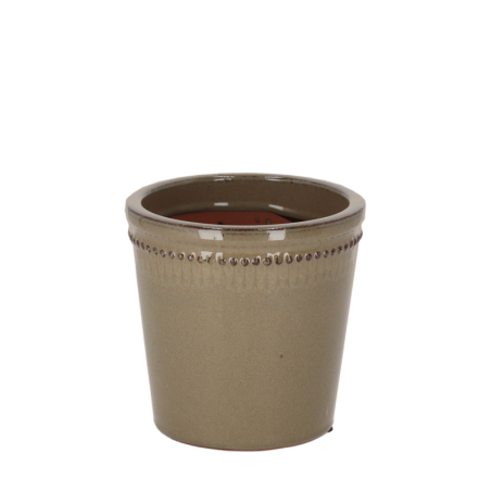 Pot de fleur rond en terre cuite verni - Taupe - D 15 x H 15 cm