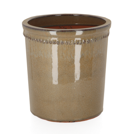 Pot de fleur rond en terre cuite verni - Taupe - D 25 x H 25 cm