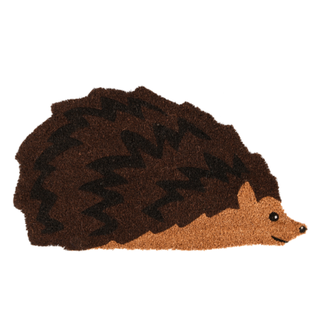 Paillasson en forme de hérisson en fibre de coco - Marron/Beige - L 75 x l 41 cm