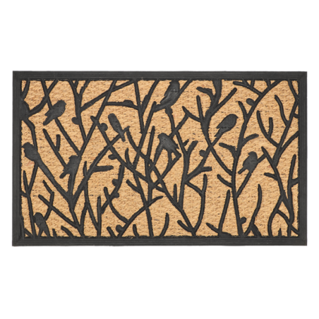 Paillasson rectangulaire en caoutchouc et fibre de coco - Pouillot Véloce - Noir/Beige - L 75 x l 45 cm