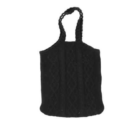 Sac tricoté en tissu - Noir - H 54 cm