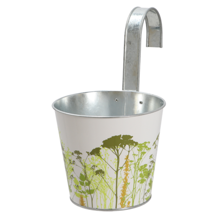 Cache pot avec crochet "Herbe" - Gris - L 15,5 x P 26,6 x H 25,5 cm