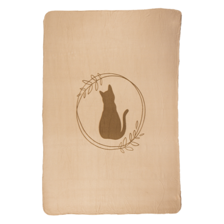 Couverture de jardin en polaire doux avec motif chat - Marron - L 130 x P 180 cm