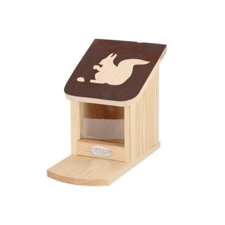 Mangeoire pour écureuil en bois de pin - Beige/Marron - H 20 cm
