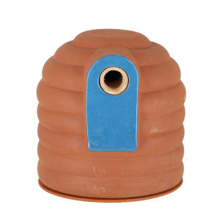 Maison pour bourdons en terre cuite - Orange et Bleu - D 17,6 x H 17,4 cm