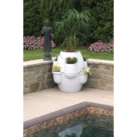 Jardinière "Oasi" en plastique - Blanc - D 80 x H 80 cm