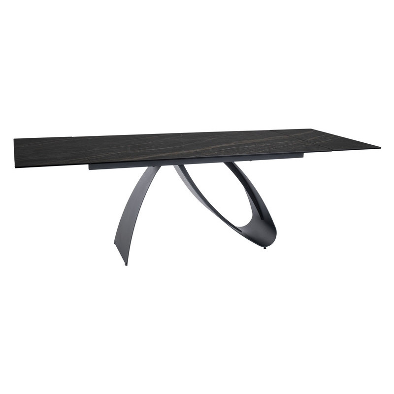Table design extensible en céramique Dune - 10 couverts - Noir/marron - L 240 x H 76 x P 90 cm