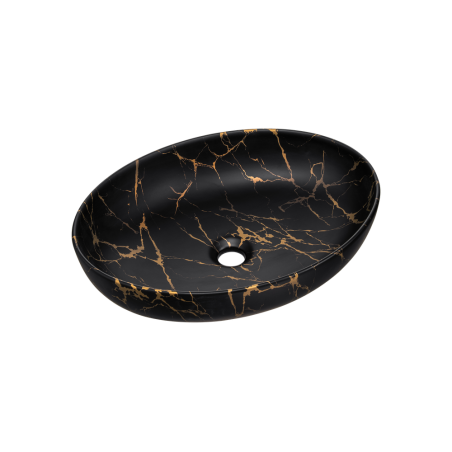Vasque à poser en céramique noire marbrée - L 52 x 39.5 cm - Gamme Mona