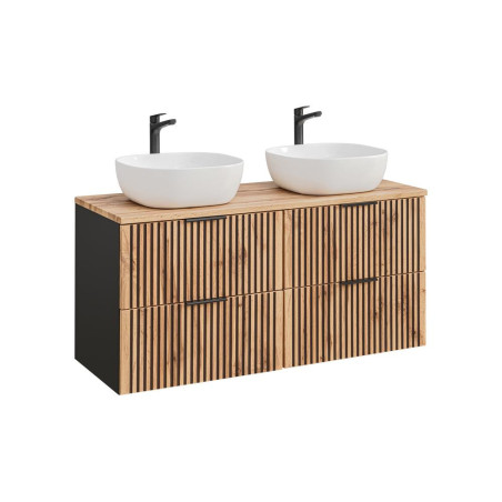 Ensemble meuble double vasques à poser - 120 cm - Sylve Black Wotan