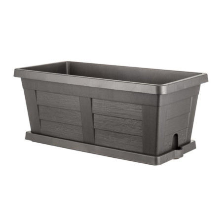 Jardinière "Legno" en plastique - Gris anthracite - L 60 x l 30 x H 26 cm