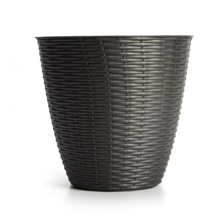 Pot de fleurs "Paglia" en plastique - Gris anthracite - D 19 x H 17,6 cm