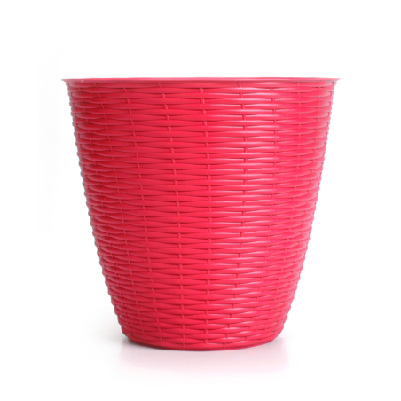 Pot de fleurs "Paglia" en plastique - Rouge corail - D 24 x H 22,3 cm