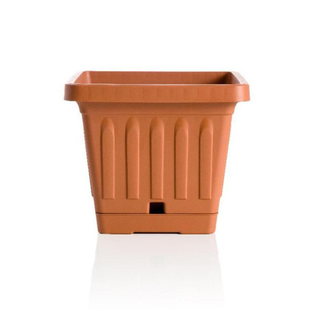 Pot de fleur avec soucoupe en plastique "Terra" - Terracotta - L 20 x H 16,5 cm