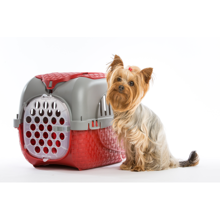 Panier de transport pour animaux en plastique - Bordeaux - L 59 x P 38 x H 37 cm