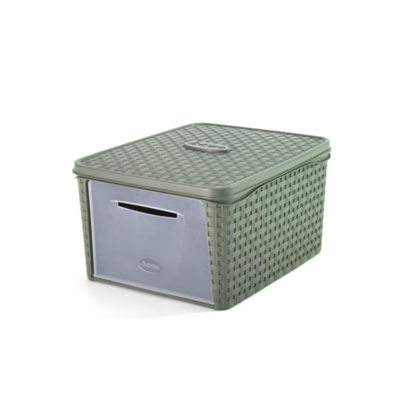 Boîte de rangement "Infinity" en plastique - Vert sauge - Taille L - L 50 x l 40 x H 25 cm