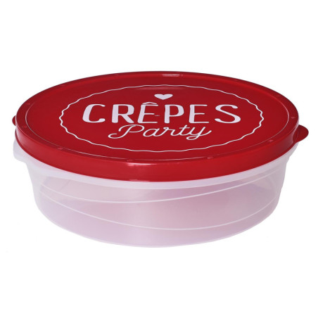 Boite de conservation à crêpes en plastique - Rouge- D 28 cm