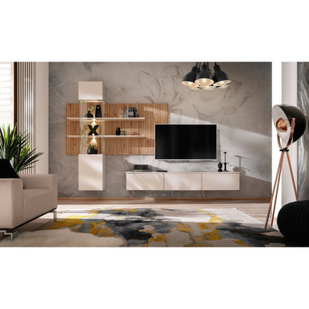 Ensemble meuble TV "Gusto LUX B" - Beige - L 280 x H 180 x P 45 cm