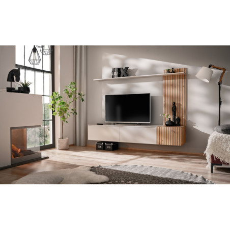 Ensemble meuble TV "Solo" - Beige - L 180 x H 130 x P 40 cm