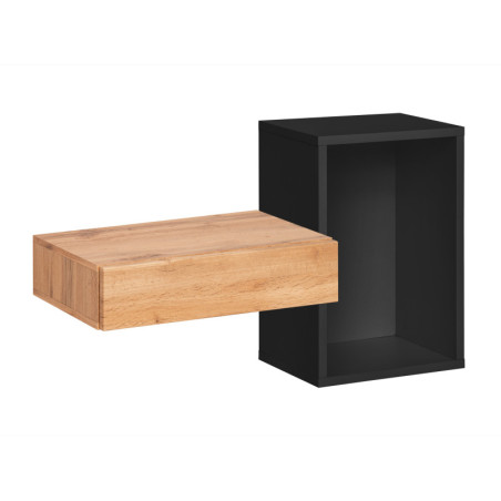 Étagère + tiroir "Easy" - Type 02 - Beige/Noir - L 100 x H 60 x P 30 cm