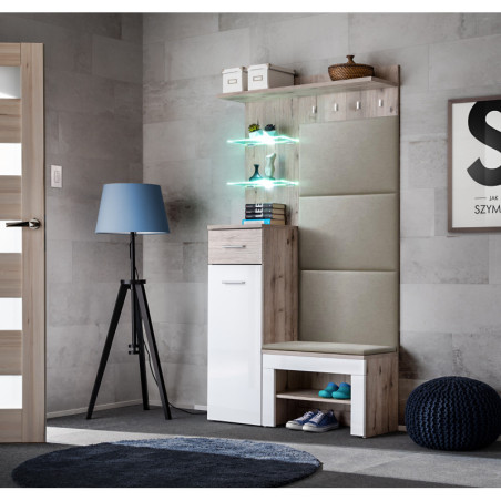 Ensemble de meubles d'entrée "Gustavo VI" - Blanc/Beige - L 100 x H 200 x P 35 cm