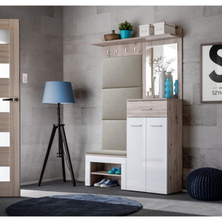 Ensemble de meubles d'entrée "Gustavo VII" - Blanc/Beige - L 120 x H 200 x P 35 cm